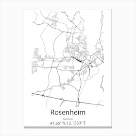 Rosenheim,Germany Minimalist Map Canvas Print