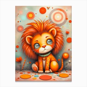 Lulu and the Dance of Colors: A Female Lion Cub Art Canvas Print