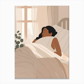 Woman Sleeping In Bed Canvas Print