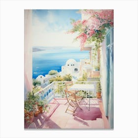 Balcony Bliss: Coastal Terrace Art Canvas Print