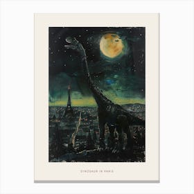 Dinosaur Paris Landscape Painting Poster Canvas Print