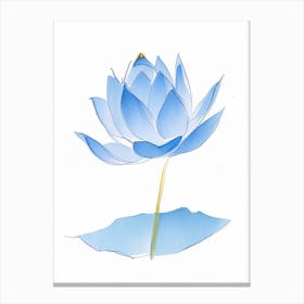 Blue Lotus Pencil Illustration 4 Canvas Print