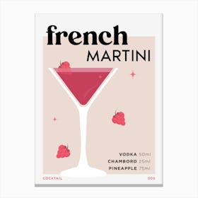 French Martini in Beige Cocktail Recipe Canvas Print
