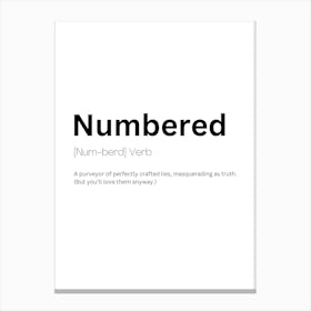 Numbered Definition Meaning 1 Canvas Print