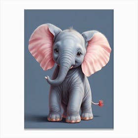 Cute Baby Elephant Nursery Ilustration (22) Canvas Print