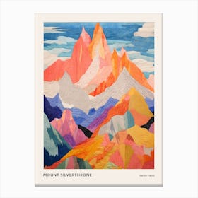 Mount Silverthrone 2 Colourful Mountain Illustration Poster Canvas Print