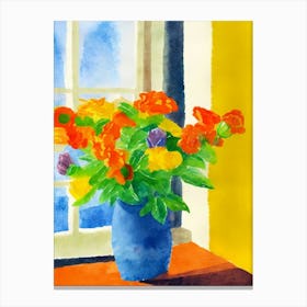 Flowers In A Blue Vase Canvas Print