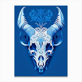 Animal Skull Blue 2 Line Drawing Canvas Print