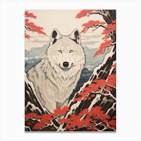 Arctic Wolf Vintage Japanese 2 Canvas Print