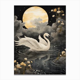 Swan 2 Gold Detail Painting Canvas Print