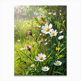 Daisies In The Meadow Canvas Print