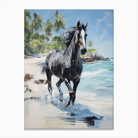 A Horse Oil Painting In Tulum Beach, Mexico, Portrait 1 Canvas Print