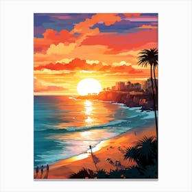 Sunkissed Painting Of Coogee Beach Sydney Australia 3 Canvas Print