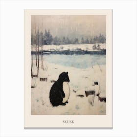 Vintage Winter Animal Painting Poster Skunk 3 Canvas Print