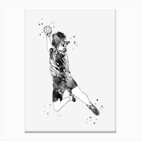 Handball Player Boy Hits The Ball 1 Canvas Print