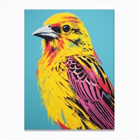 Andy Warhol Style Bird Yellowhammer 2 Canvas Print