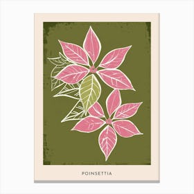 Pink & Green Poinsettia 2 Flower Poster Canvas Print