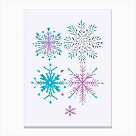 Snowflakes In The Snow,  Snowflakes Minimal Line Drawing 3 Canvas Print