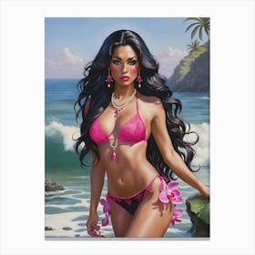 Exotic Beauty Looks Good In Pink Canvas Print