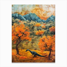 Dinosaur In An Autumnal Meadow Canvas Print