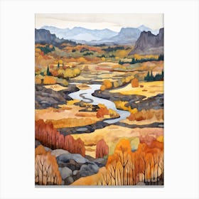 Autumn National Park Painting Thingvellir National Park Iceland 2 Canvas Print