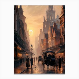 Bustling city during the 1900s Canvas Print