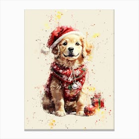 christmas dog watercolor Canvas Print