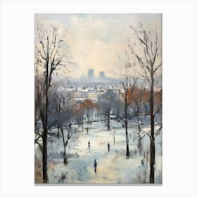 Winter City Park Painting Primrose Hill Park London 3 Canvas Print