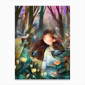Luxmango Acrylic Artstyle Girl Enjoying In Nature Canvas Print