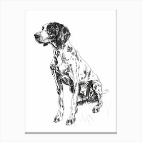 Pointer Dog Black & White Line Sketch 1 Canvas Print