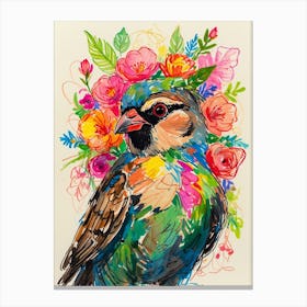 Bird With Flowers Canvas Print