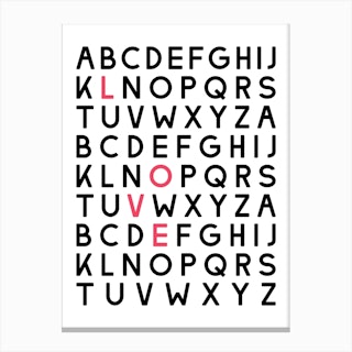 Love Alphabet Canvas Print