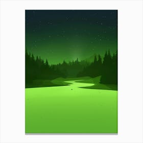 Green Forest At Night Canvas Print