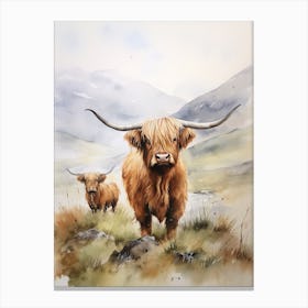 Two Curious Highland Cows 4 Canvas Print