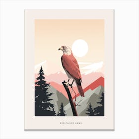 Minimalist Red Tailed Hawk 2 Bird Poster Canvas Print
