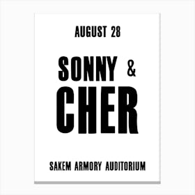 Sonny & Cher Concert Poster Canvas Print