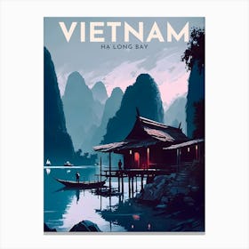 Ha Long Bay Vietnam Retro Travel Canvas Print