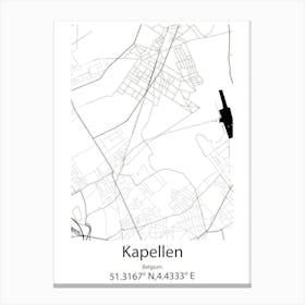 Kapellen,Belgium Minimalist Map Canvas Print