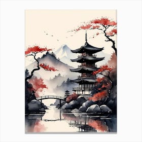 Japanese Landscape Watercolor Painting (58) Canvas Print