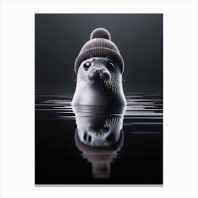 Baby Seal In A Hat Canvas Print