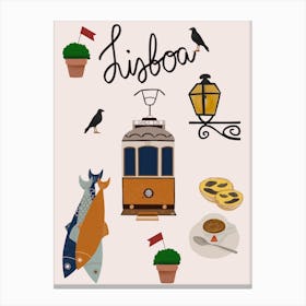 Lisbon Travel Poster Canvas Print