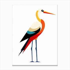 Colourful Geometric Bird Stork 2 Canvas Print