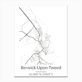 Berwick Upon Tweed,United Kingdom Minimalist Map Canvas Print