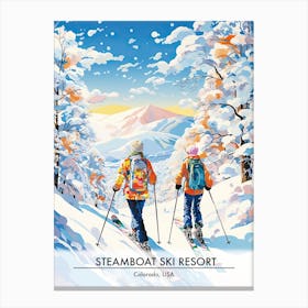 Steamboat Ski Resort   Colorado Usa, Ski Resort Poster Illustration 1 Canvas Print