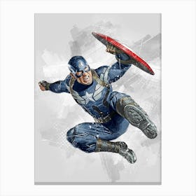Marvel Captain America Watercolor Canvas Print