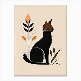 black cat mininalist portrait 3 Canvas Print