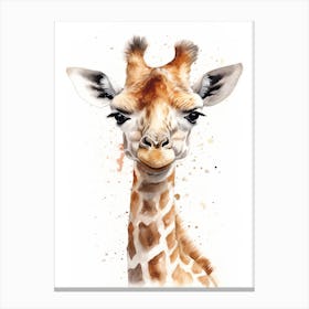Baby Giraffe Watercolour Nursery 6 Canvas Print