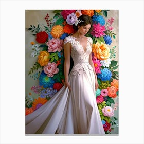 Floral Wedding Dress Canvas Print