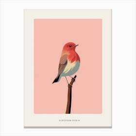 Minimalist European Robin 1 Bird Poster Canvas Print
