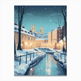 Winter Travel Night Illustration Bath United Kingdom 3 Canvas Print